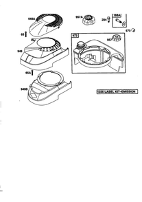 Fuel Tank And Housing Diagram and Parts List for 12V800-12V899 1742-1766-1776 Briggs and Stratton Engine